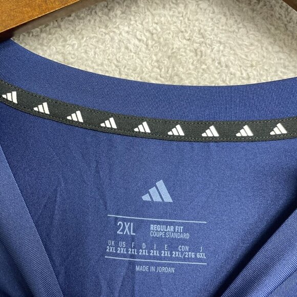 NEW Adidas Men's 2XL Active Tee Blue Crewneck 100% Polyester - Picture 6 of 10